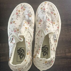 Vans Cream Floral Canvas Slip-Ons